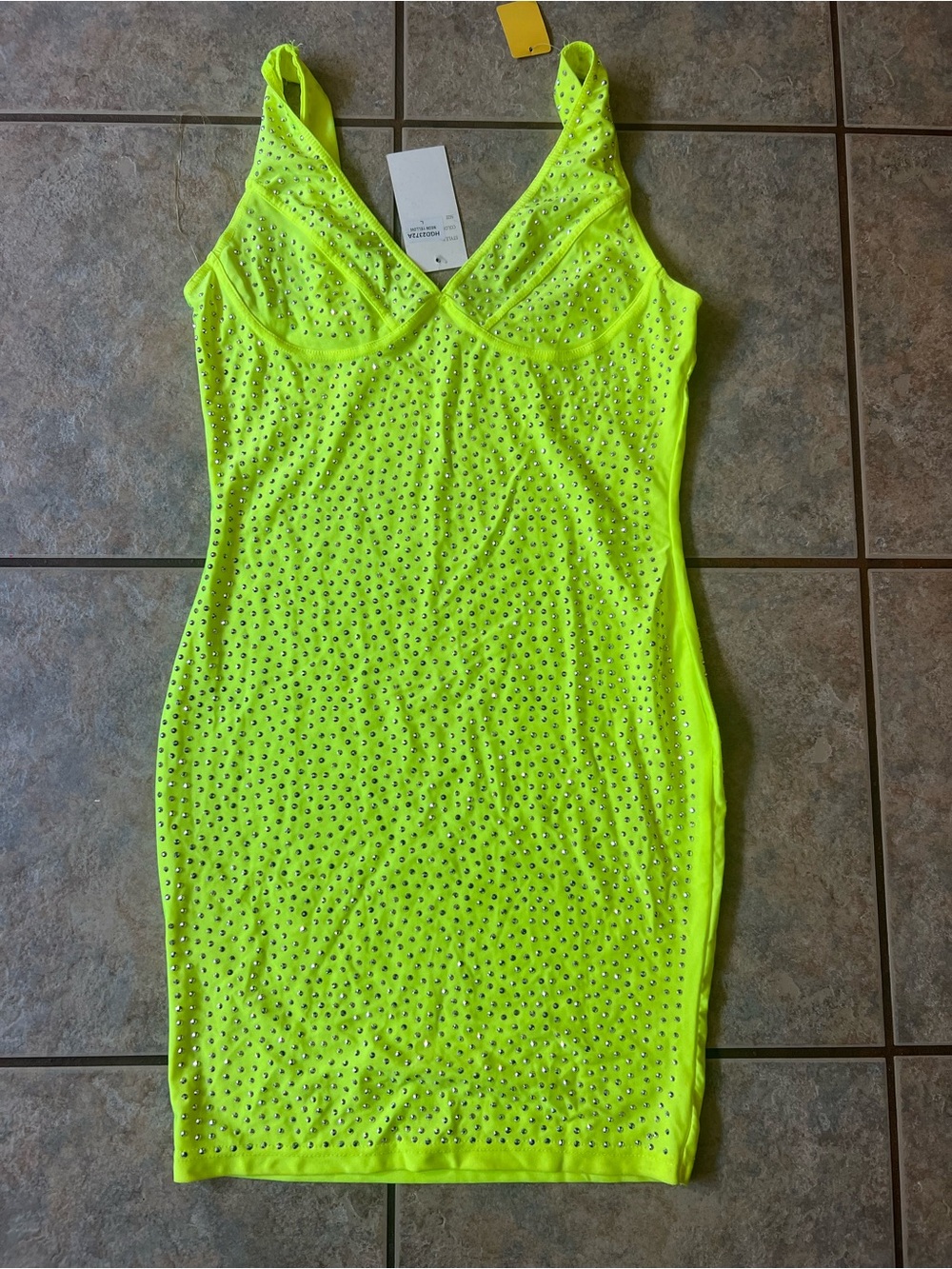 Hot & Delicious Neon Lime Rhinestone Bodycon Dress